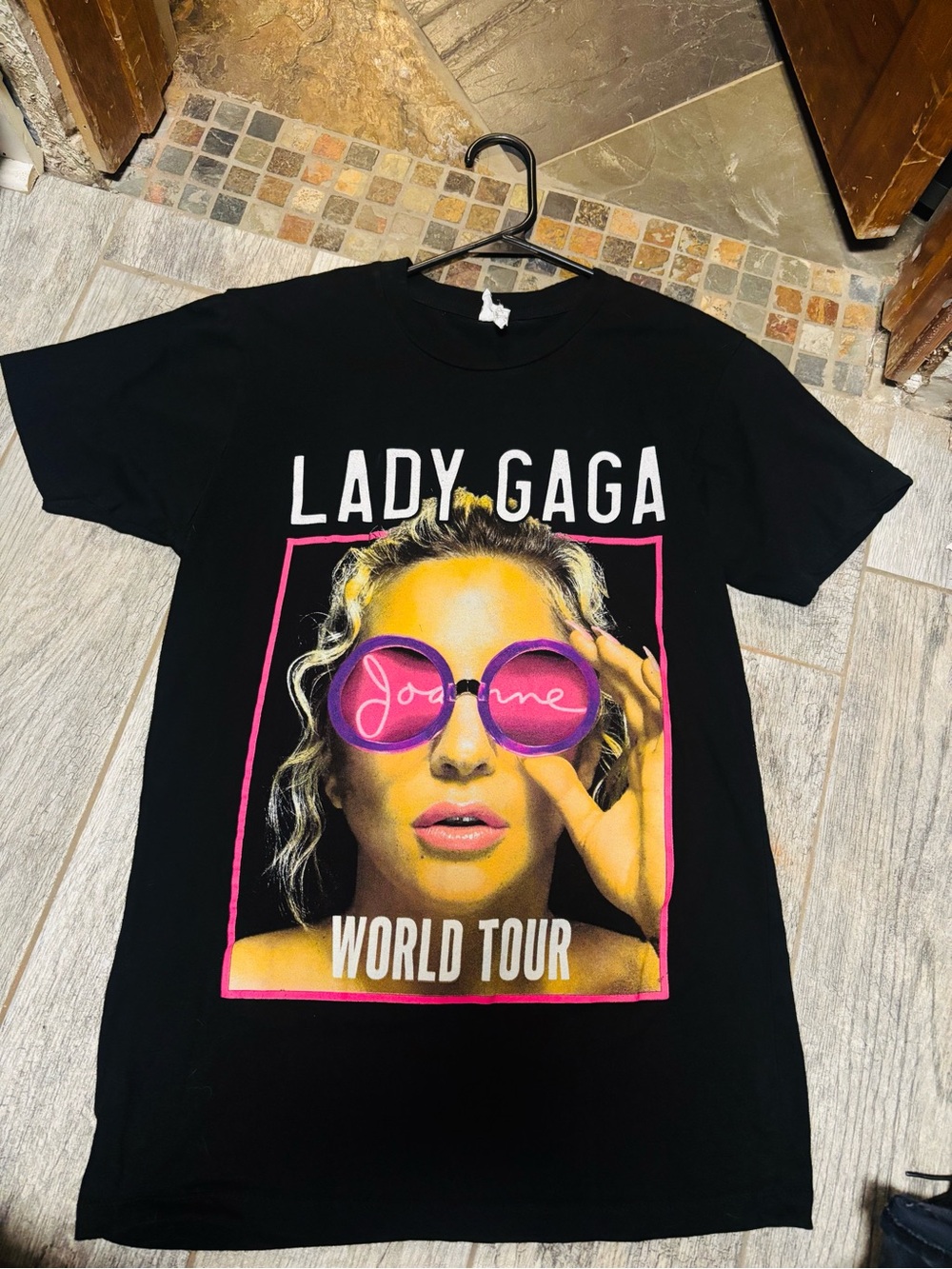 LADY GAGA 2017 Joanne World Tour Black Graphic Tee. Official Merchandise